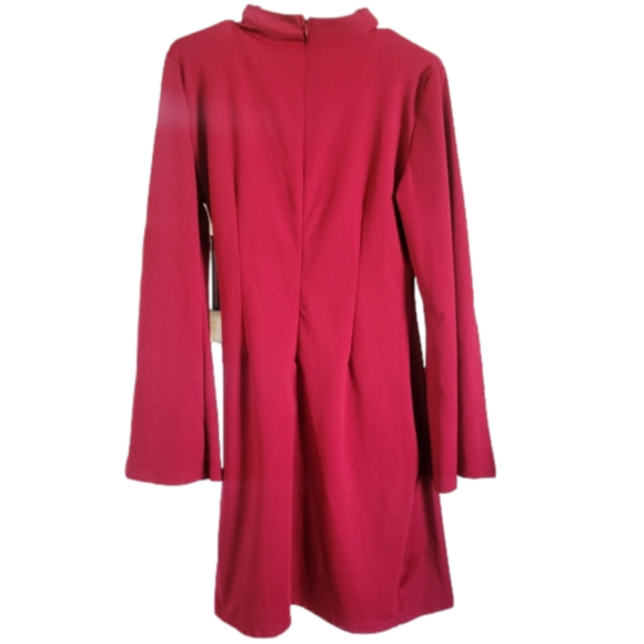 *sold*Shein Wrap Ruched Split Sleeve Solid Dress Red bloggers Fav - Picture 3 of 6